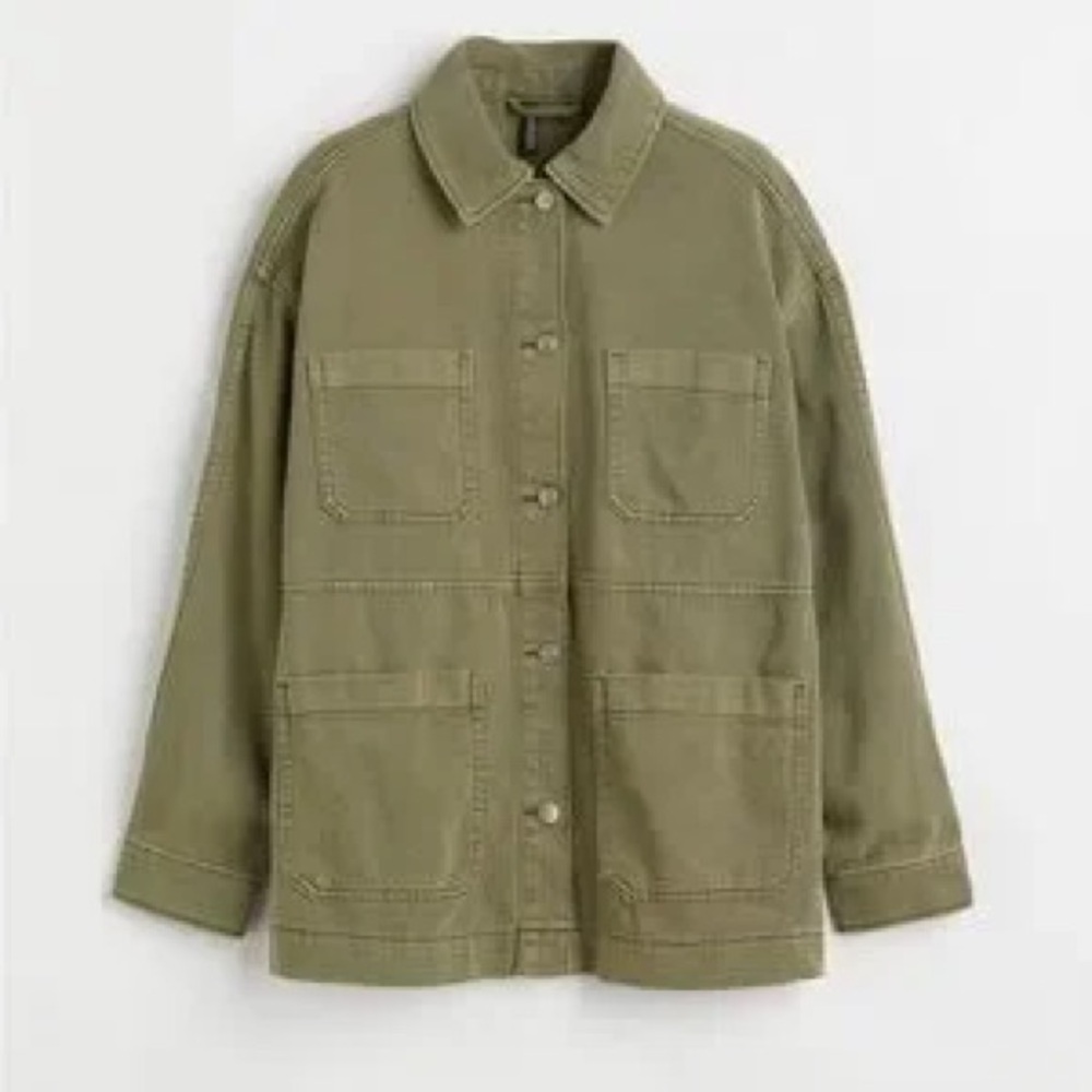 H&M Olive Green Utility Jacket for Women